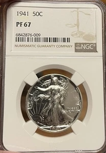1941 NGC PR67 Proof Walking Liberty Silver Half Dollar - Picture 1 of 7