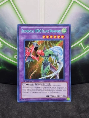 Yugioh Elemental HERO Flame Wingman LCGX-EN045 Secret Rare 1st Edition NM - Image 1 of 2