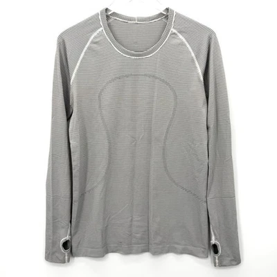 Lululemon Run Swiftly Tech Manga Larga Crew Talla 10 Tempo Rayas Blanco Negro Foto 1 de 4