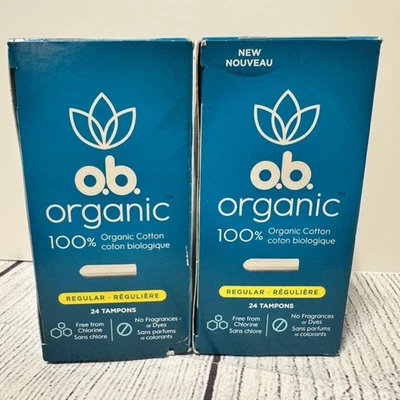 2x o.b. Tampones de algodón orgánico de absorción regular. 24 unidades cada caja  Foto 1 de 3