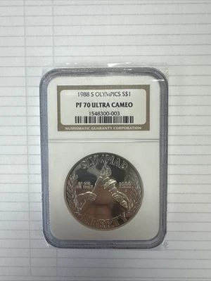 1988-S US $1 Silver Proof Coin, SEOUL OLYMPICS NGC PF70 Ultra Cameo - Image 1 of 2