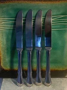 PFALTZGRAFF DINNER KNIVES (4) PCS POLISHED STAINLESS STEEL GLOSSY NEW STOCK 9”  - Picture 1 of 8