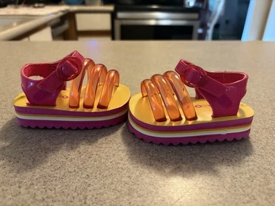 Y2K Gymboree Toddler Pink Yellow Orange Jelly Sandals Size 3/4 - Image 1 of 4