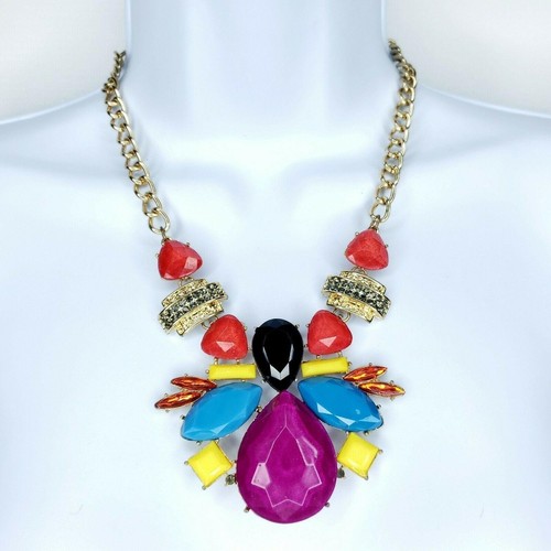 VETEMENTS Collana palline acriliche multicolore strass catena tono oro pezzo dichiarazione