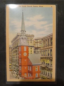Alte Südkirche Boston, Messe Leinen Vintage Postkarte - Bild 1 von 2