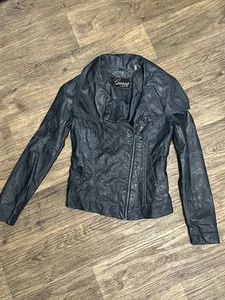 Guess Women’s Biker Jacket Dark Green/Black Color Size Medium - Picture 1 of 24