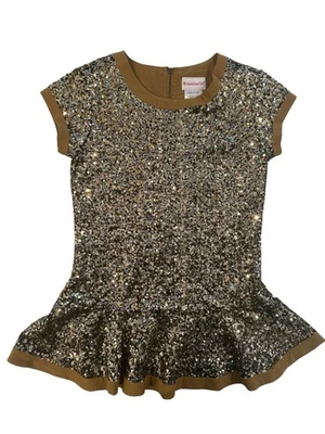 Топ праздничный American Girl-Girl's Gold Sequin Sparkle Pelham средний размер 10/12 - Изображение 1 из 4