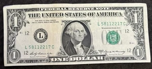 1969 A San Francisco $1 Bill Snake Eye 11 Fancy Numbers Note - Picture 1 of 2