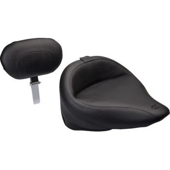 Mustang Wide Black Vintage Solo Seat w/ Backrest for Harley FXST 00-05 79121 - Image 1 of 1