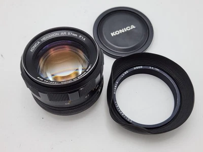 LEER Lente Konica Hexanon AR 57mm F1.4 Prime y tapa frontal para cámaras SLR con montaje AR Foto 1 de 4