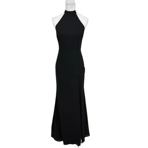 NWTS Lulu’s Large Black Halter “Captured Your Heart” Maxi Dress Gown w Side Slit - Picture 1 of 14