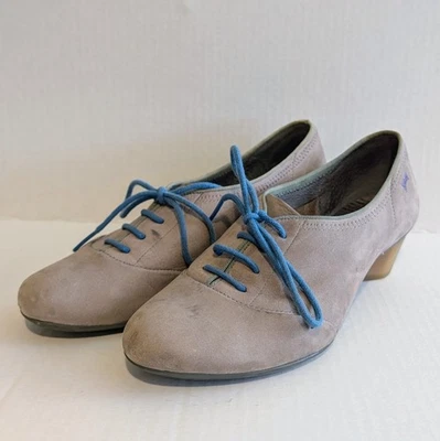 Туфли на кожаном каблуке CAMPER размер США 6,5-7/ЕС 37 желтовато-коричневые синие шнурки - Изображение 1 из 4