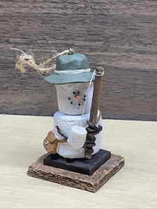 Midwest Original S’mores Ornament Fishing Snowman with Marshmallow on Rod 3.25" - Picture 1 of 6