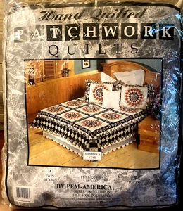 Handgesteppter PATCHWORK QUILT VON PEM-AMERICA Twin 68 x 86 "Sharon's Star" - Bild 1 von 8