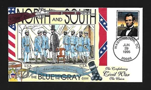 US Collins FDC Hand Painted 1995 - Civil War - Abraham Lincoln - Picture 1 of 1
