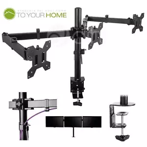 Dihl Triple Arm Screen Desk Mount Bracket LED Computer Monitor Stand 13-26 "TV - Imagen 1 de 6