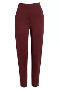 Pantalones al Tobillo Colección St. John Talla 8 Ajustados Lana Viscosa Tejido Borgoña $595 Nuevos con Etiquetas - Imagen 1 de 12