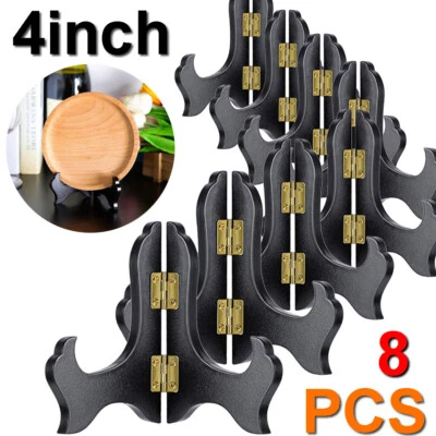Soporte de exhibición de placa de madera plegable de 8 piezas de 4", caballete soporte para marco de fotos, negro Foto 1 de 4
