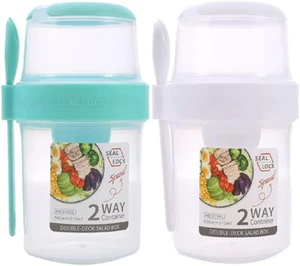 2Pcs Yogurt Oatmeal Container on the Go,Oats Jars with Lid, Crunch Cup Portable - Picture 1 of 12