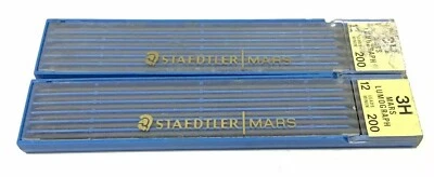 VINTAGE STAEDTLER MARS LUMOGRAPH Black 200-3H 2 Packs of 12 Leads NEW OLD STOCK - Image 1 of 4