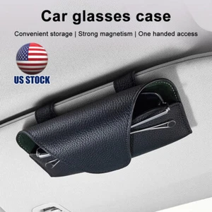 Universal Car Sun Visor Sunglasses Case Holder Clip Eye Glasses Storage Box US - Picture 1 of 18