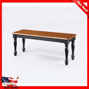 Dining Room Bench Solid Wood Comfortably Seats Kitchen Black/Natural Finish Hot - Picture 1 of 6