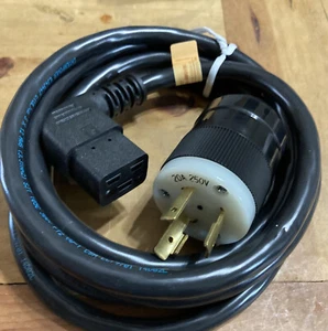 NEMA L6-20P to C19 Power Cord - 8 ft, 20A/250V 12 AWG - NIP - Picture 1 of 3
