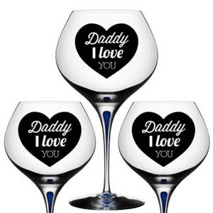 3x Daddy I Love You Birthday Fathers Day Decal Sticker Set For Wine Glass Gift - Picture 1 of 2