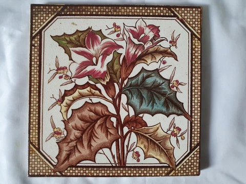 GORGEOUS ARTS & CRAFTS VICTORIAN FLORAL DESIGN english TILE Cover