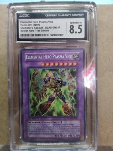 CGC 8.5 Yugioh GLAS-EN037 Plasma eroe elementale vice segreto raro 1a edizione - Foto 1 di 2