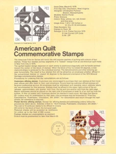 #7806 13c Am. Quilts Stamps (4) #1745-48 USPS Souvenir Page - Picture 1 of 1