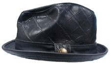 Goorin Bros Belsky Black Leather Fedora Hat Unisex XL (Men's L 7 1/4 - 7 3/8)
