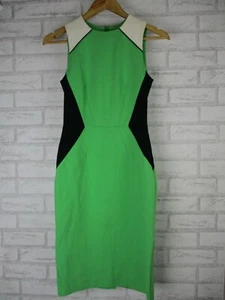 Cue pencil dress womans 6 green black white sleeveless crew neck pencil dress - Picture 1 of 8