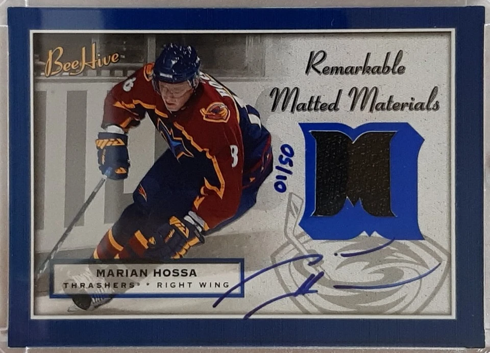 2005-06 UD BeeHive Remarkable Matted Materials Auto Marian Hossa #01/50 - Image 1 of 2