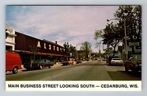 Cedarburg WI-Wisconsin, strada principale degli affari guardando a sud, cartolina d'epoca - Foto 1 di 2