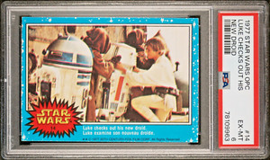 1977 O-Pee-Chee OPC Star Wars Luke checks out his new Droid PSA 6 #14 LOW POP