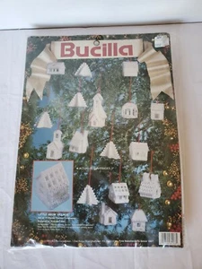 KIT 1993 Bucilla LITTLE SNOW VILLAGE 17 Plastic Canvas Christmas Ornaments - Picture 1 of 2