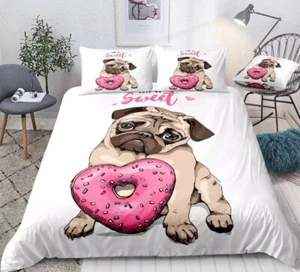 Pug Design 3 Piece Duvet Set - Picture 1 of 4