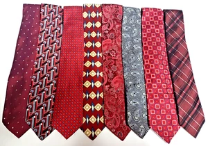 Mixed Lot Silk Ties Geometric Paisley Striped Dot Red Black Neckties Classic - Picture 1 of 2