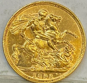 AUSTRALIA 1893 M GOLD MELBOURNE SOVEREIGN LOW MINT KEY DATE RARE HIGH GRADE #01 - Picture 1 of 2