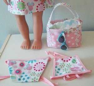6 Piece Reversible Bikini/Swim Suit/Beach Set for 18 inch Doll - Picture 1 of 6