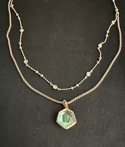 Kendra Scott Vanessa Double / Rose Gold Dichroic Glasss Necklace - Picture 1 of 4