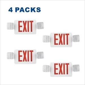 4 Packs UL Listed- Led Red Emergency Exit Lighting Battery Backup Exit Signs Set - Picture 1 of 8