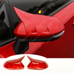2X For Toyota Corolla 2019-2023 Gloss Red Ox Horn Rearview Mirror Cover Trim Cap - Picture 1 of 5