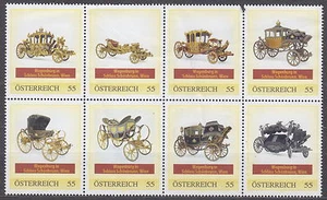 PM - KUTSCHEN ÖSTERREICH - KOMPLETTE 8-BLOCK - COACH - **MNH** - Picture 1 of 2