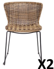 Set de 2 chaises coloris naturel - Dim : H 77.5 x L 54.5 x P 54 cm