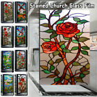 Stained Rose Flower Magnolia Privacy Stickers Windows Film Static Sliding Door