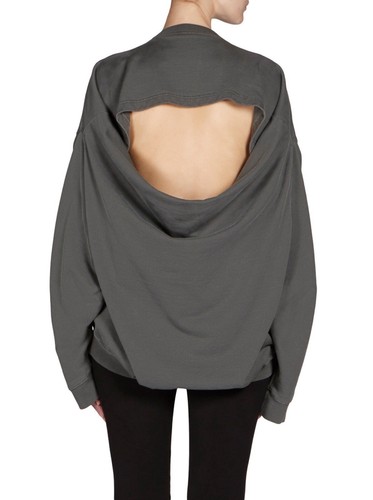 Felpa con cappuccio BALENCIAGA grigia schiena aperta pullover streetwear nuova con etichette