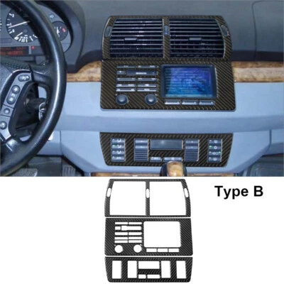 Cubierta de consola central interior de fibra de carbono 3 piezas para BMW X5 E53 00-06 tipo B Foto 1 de 4