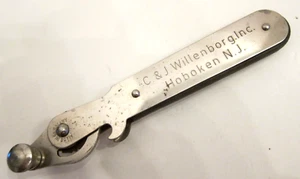 VINTAGE BOTTLE OPENER HOBOKEN N.J. C & J WILLENBORG. INC. MADE IN GERMANY - Picture 1 of 7